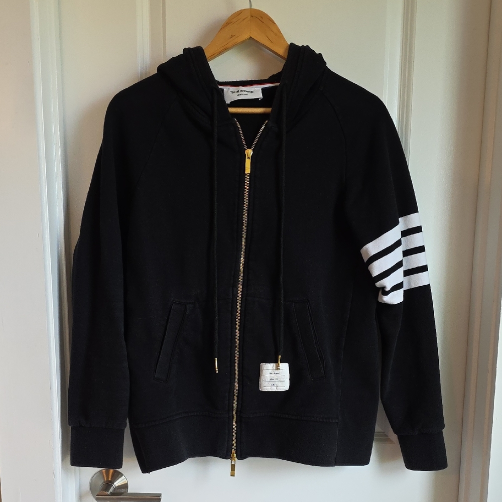 Thom Browne – Classic Loopback 4-Bar Zip Hoodie – Black - M